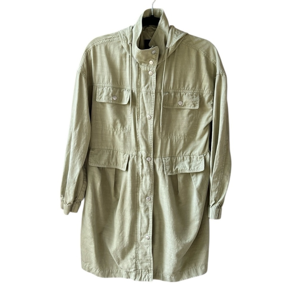 7 for All Mankind Sz S Long Line Sage Green Lightweight Jacket